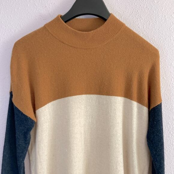 Madewell Women Coloblock Ashbury Merino Wool/Alpaca Mockneck Sweater Size XS - Picture 4 of 9
